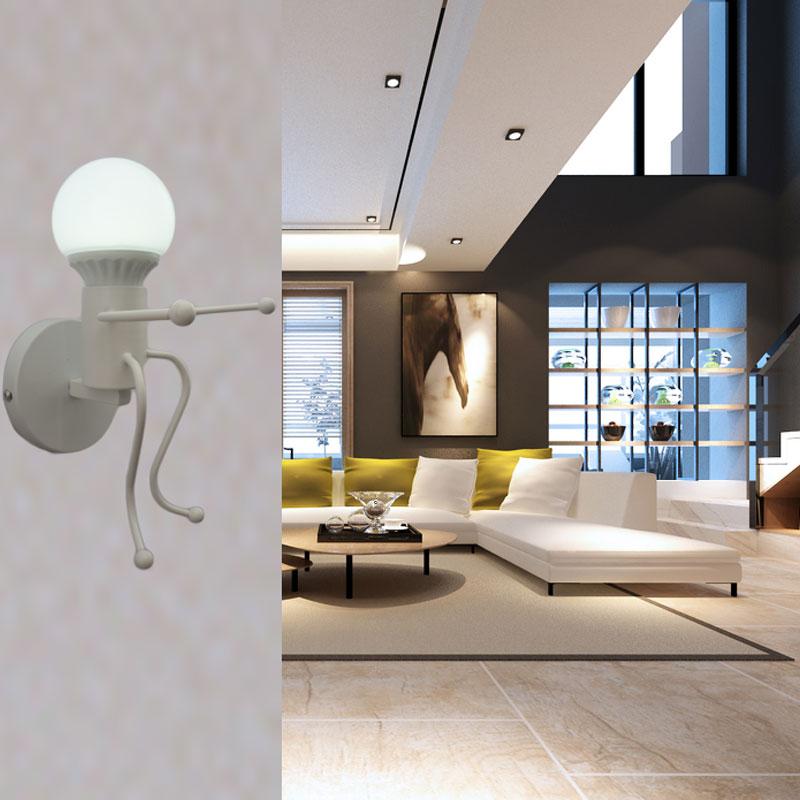 Iron Led Wall Lamp American Creative Wall Lights Metal Cartoon Robot Sconce Wall Light bedroom Children room Luminaire