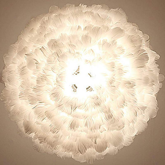 Loft Modern White Nature Goose Feather Pendant Lights Romantic E27 Led Pendant Lamps For Home Restaurant Bedroom Living Room