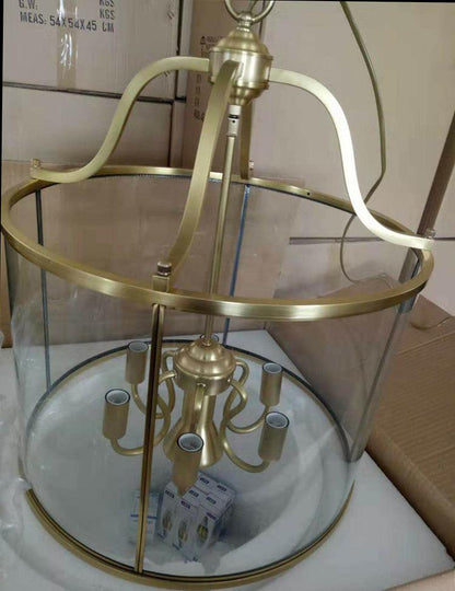 American All Copper Chandelier Glass Birdcage Copper Lamp