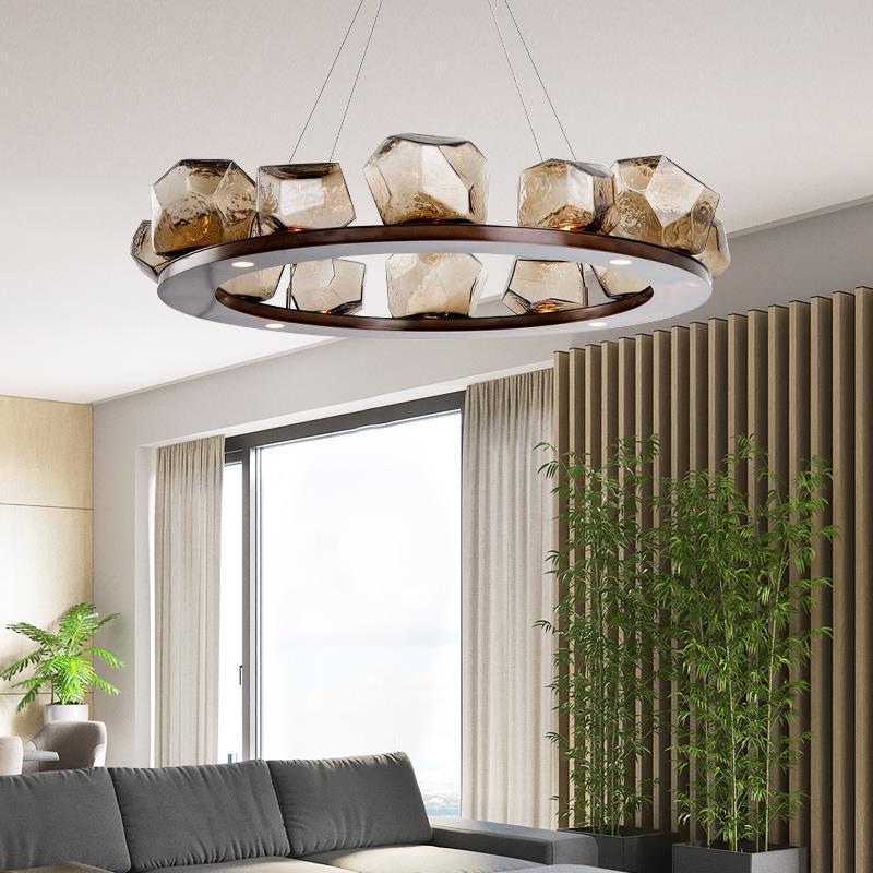 Nordic Creative Living Room Chandelier Modern Minimalist Shaped Glass