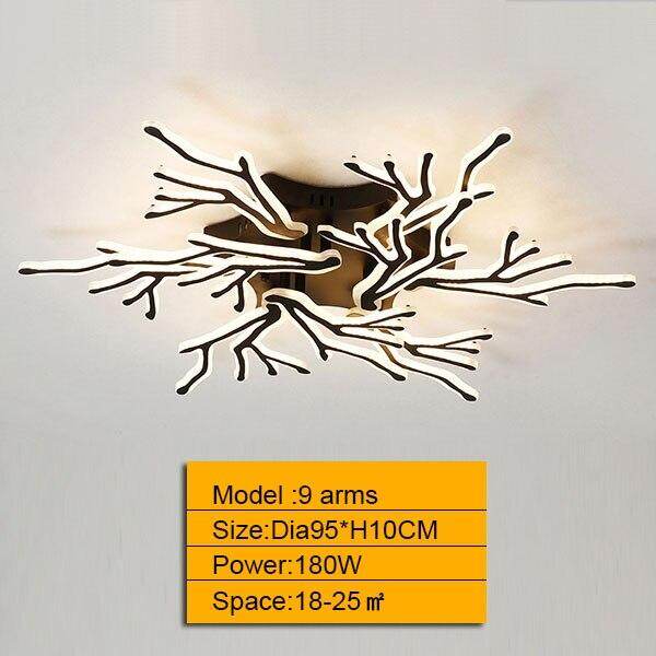 NEW Modern 3/6/9/12/15Arms Black Pendant Lights For Living Room Dining Room Acrylic Aluminum Body LED Pendant Lamp Fixtures
