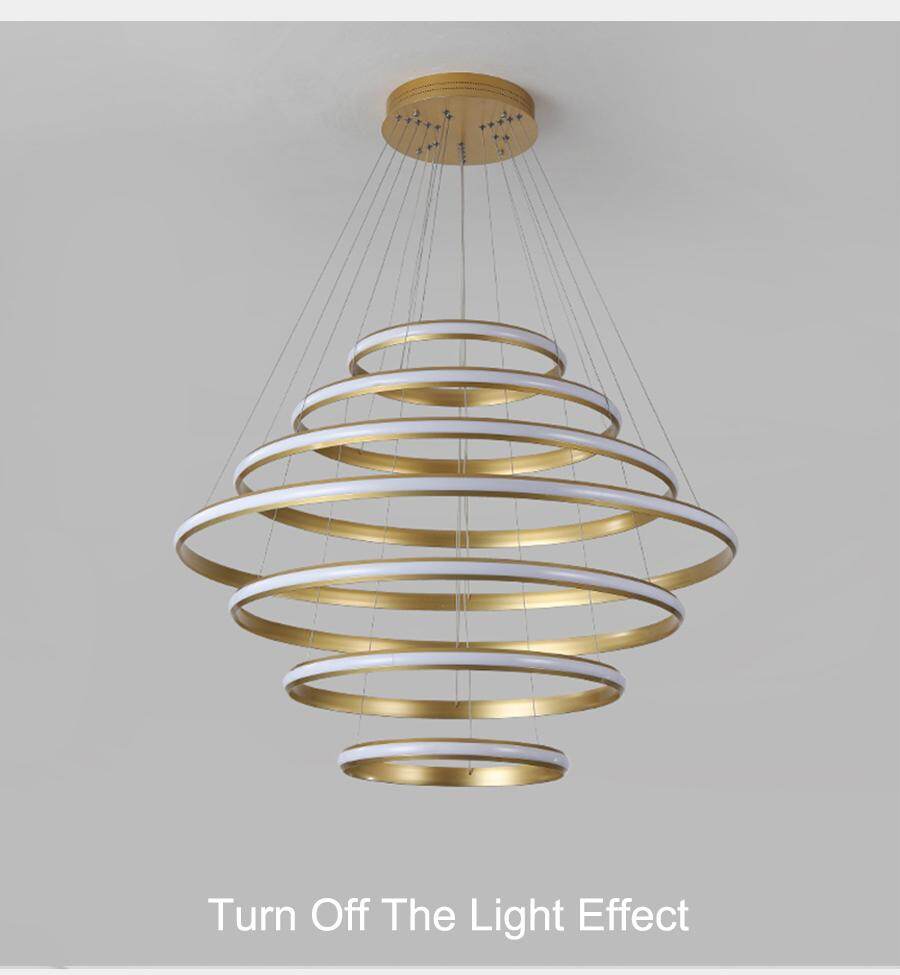 New Modern LED Pendant Lights Lliving Room Dining Black White Golden Coffee Rings Aluminum Body Ceiling Mounted Indoor Lamps De