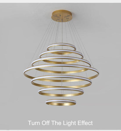 New Modern LED Pendant Lights Lliving Room Dining Black White Golden Coffee Rings Aluminum Body Ceiling Mounted Indoor Lamps De