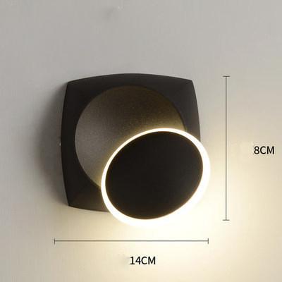 360 Degree Rotary Square Round Bedside Lunar Eclipse Wall Lamp Black and White Living Room Background Wall Stair Decorative Lamps