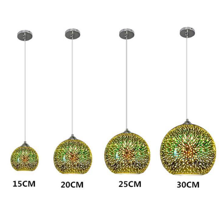 LuKLoy LED Pendant Lights Mirror Glass Ball Firework Lampshade Pendant Lamp for Loft Restaurant Bar Dining Room Kitchen Island