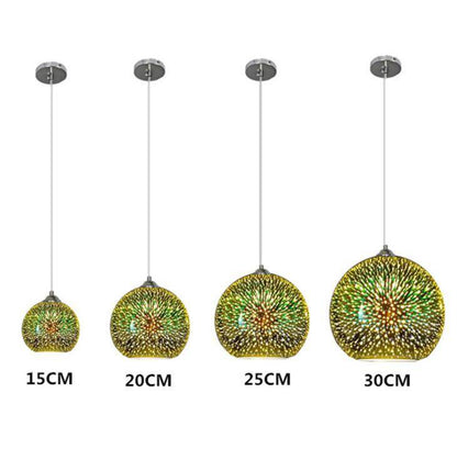 LuKLoy LED Pendant Lights Mirror Glass Ball Firework Lampshade Pendant Lamp for Loft Restaurant Bar Dining Room Kitchen Island