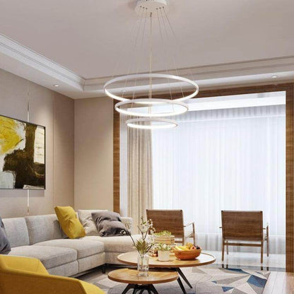 Mavesan Pendant Lights For Living Room Foyer Room 1/2/3 Circle Rings Acrylic Aluminum Body LED Pendant Lamp Fixtures Home Dero