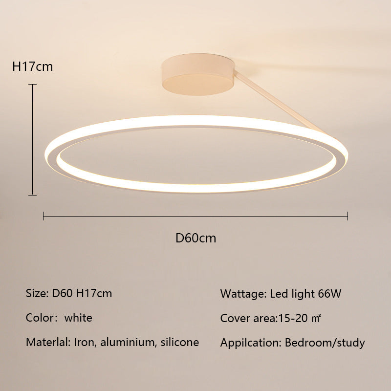 Modern Simple Circle Led Ceiling Chandelier Round Ring Aluminium Dimmable Bedroom Lamp Lighting