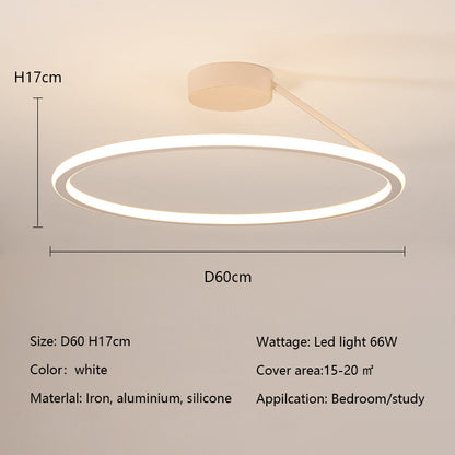 Modern Simple Circle Led Ceiling Chandelier Round Ring Aluminium Dimmable Bedroom Lamp Lighting