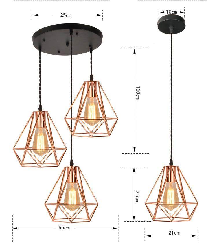 Modern Plating Metal Cage Pendant Lamp,Vintage Plating Rose Gold Birdcage Creative Hanging Lamp For Restaurant Living Room