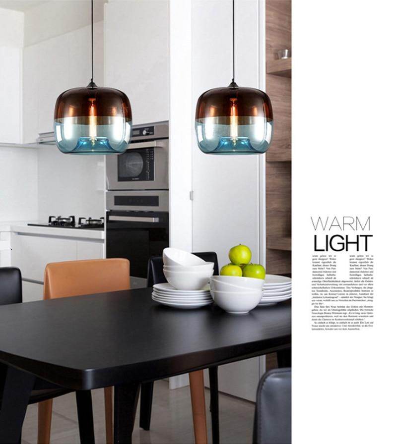 Modern Nordic Art Deco Colorful Hanging Glass Pendant Lamp Lights Fixtures E27 LED For Kitchen Restaurant Living Room Bedroom