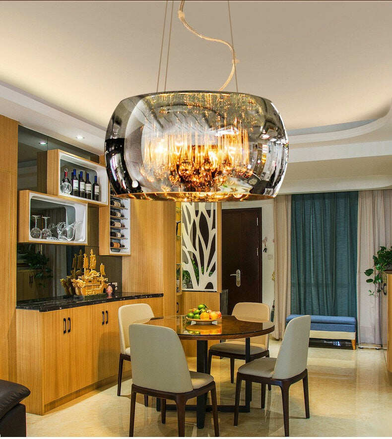 Modern Simple LED Living Room Restaurant Light In The Bedroom Villa Hotel Glass Cover Crystal Chandelier