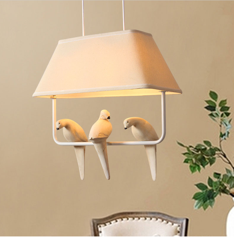 Creative Cloth art bird  LED pendant lights for  children room restaurant kitchen decoration hanging lamp hotle lamp