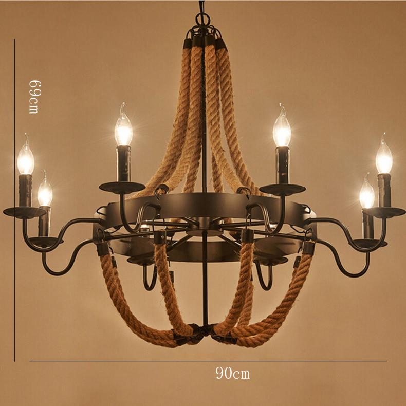 Retro Rope Chandelier Creative Loft Industrial Wind Bar Restaurant Restaurant Box Hot Pot Restaurant Wrought Iron Lighting