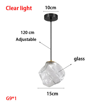 Modern Retro Ice Cube Glass Bedroom Bedside Long Line Small Chandelier Dining Room bar Counter Atmosphere Stone Small Chandelier