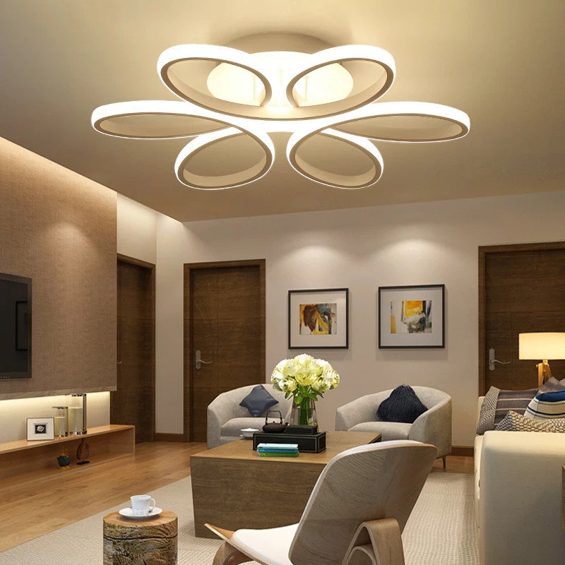Remote Control Ceiling Lights For Living Room Bedroom  White Balck Body Color Home Deco Lamp Home Lighting Fixture