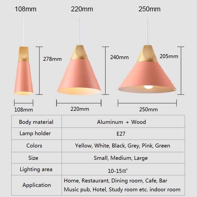 Nordic LED Pendant Lights Dining Room Pendant Lamp Modern Colorful Restaurant Kitchen Coffee Bedroom Loft Hanglamp Wood E27