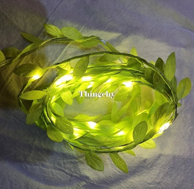 tiny leaves garland fairy light led copper wire Battery string lights for Wedding forest Table Christmas home party Decoration