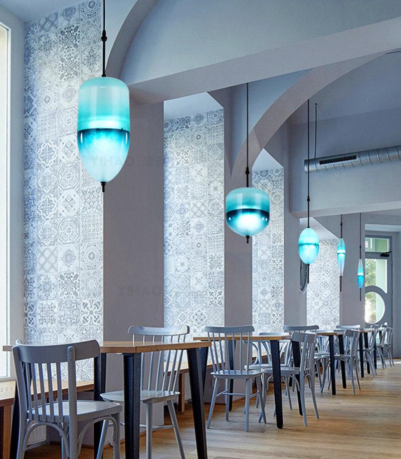 Nordic Art Venice Flow Lake Gradual Glass Chandelier Blue Chromatography Italian Design Lustre Avize Modern Salon