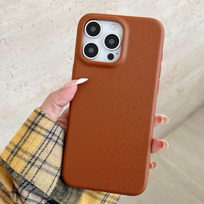 Premium Minimalist iPhone 17 Case Solid-Color Leather-Textured iPhone 16 Case Soft Case for iPhone 13/12/11