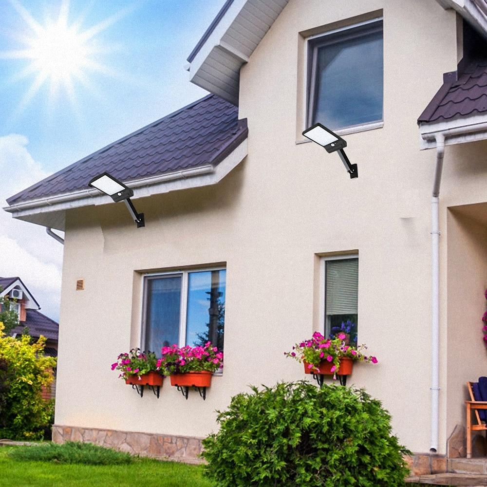 The latest super bright 48 led solar outdoor garden light, waterproof wall light, remote control solar light With Three Modes