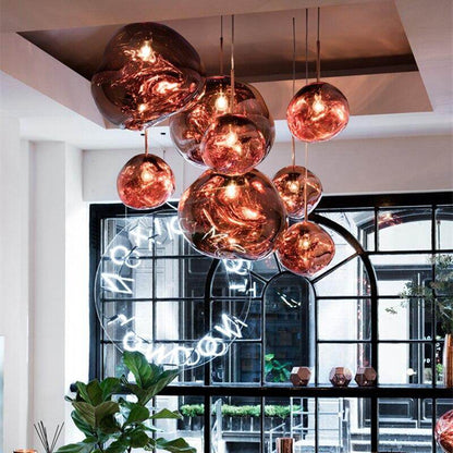 Modern 30/40cm Red Silver Gold Melt Glass Pendant Lamp Lava Irregular Creative Designer Hang Lamp For Living Room Bedroom