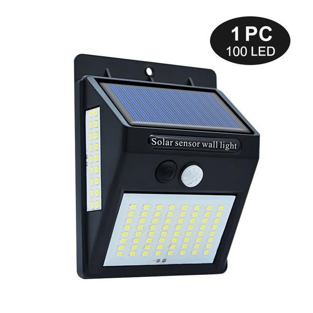 100/144 LED Outdoor Solar Wall Lamp PIR Motion Sensor Waterproof Light Garden Path Emergency Security Light 3 Sided Luminous