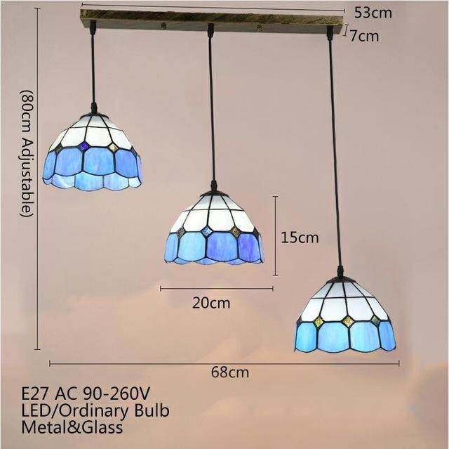 Pastoral Loft Modern Blue Glass Pendant Light LED E27 Art Deco Vintage Hanging Lamp For Living Room Bedroom Kitchen Restaurant