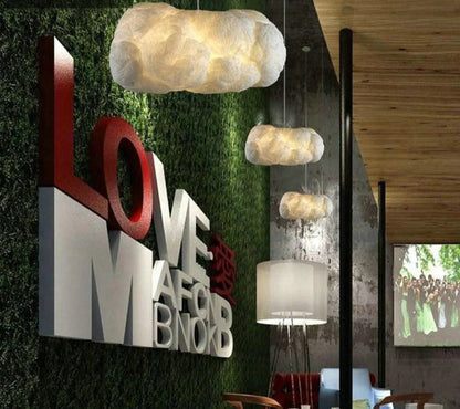 Creative White Cloud Pendant Lamp Silk Cotton E27 LED Stairwell Pendant Lights For Coffee Shop Children Kids