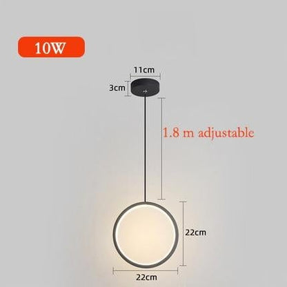 Ring pendant light minimalist /creative /personality bedroom bedside LED pendant lights long line hanging lamp