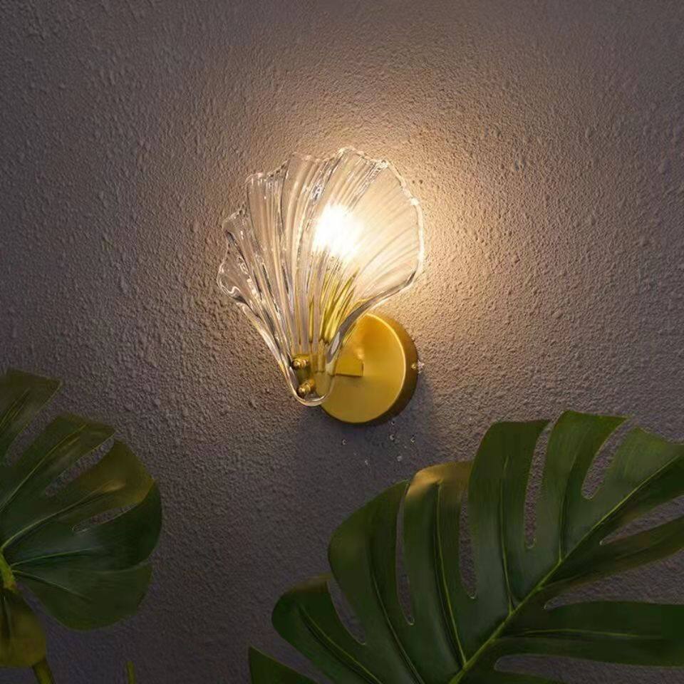 Simple Glass Shell Wall Lamp Bedroom Living Room Corridor Wall Light E14 Bedside Lamps Indoor Decoration Fixtures