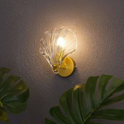 Simple Glass Shell Wall Lamp Bedroom Living Room Corridor Wall Light E14 Bedside Lamps Indoor Decoration Fixtures