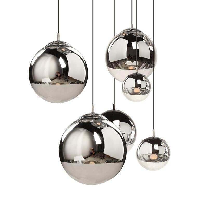 Modern TDixon Pendant Lights Gold Silver Mirror Ball Hanglamp Globe Glass Led Lamp Kitchen Living Room Bedroom Nordic Lamp