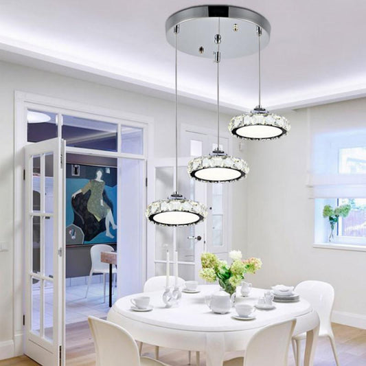 Home Dining Chandelier Single-headed Three-headed Round Rectangular Disc Crystal Small Chandelier
