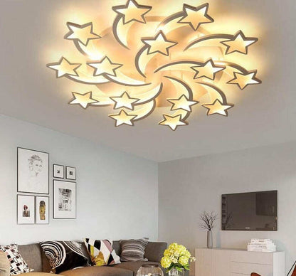 IRALAN modern led chandelier art deco  room indoor lamp white star for living room dining room bedroom kid's room kitchen remote