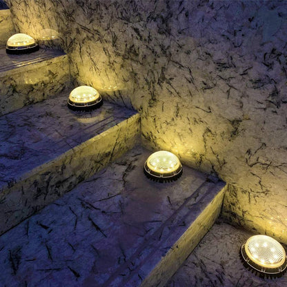 4PCS Solar Powered Disk Lights 8LED Solar Pathway Lights Outdoor Waterproof Garden Landscape Lighting for Yard Deck Patio