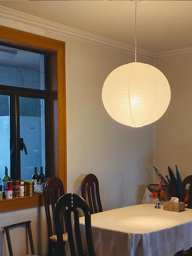 Wabi Sabi Wind Pendant Lights LED Akari Rice Paper Hanging Lamp for Living Dining Room Paper Handwoven Pendant Lamp