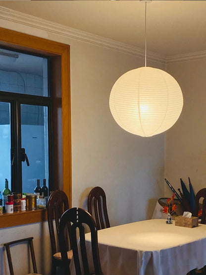 Wabi Sabi Wind Pendant Lights LED Akari Rice Paper Hanging Lamp for Living Dining Room Paper Handwoven Pendant Lamp