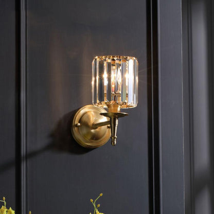 Simple Light Luxury Crystal Bedroom Copper Wall Lamp