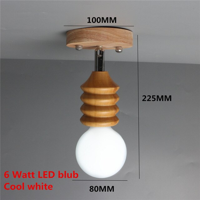 Modern LED Wooden Ceiling Light Novelty E26/27 Kitchen Bedroom Porch Dining Room Balcony Decoration Light Fixture