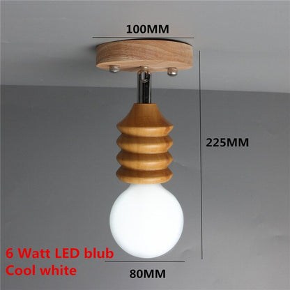 Modern LED Wooden Ceiling Light Novelty E26/27 Kitchen Bedroom Porch Dining Room Balcony Decoration Light Fixture