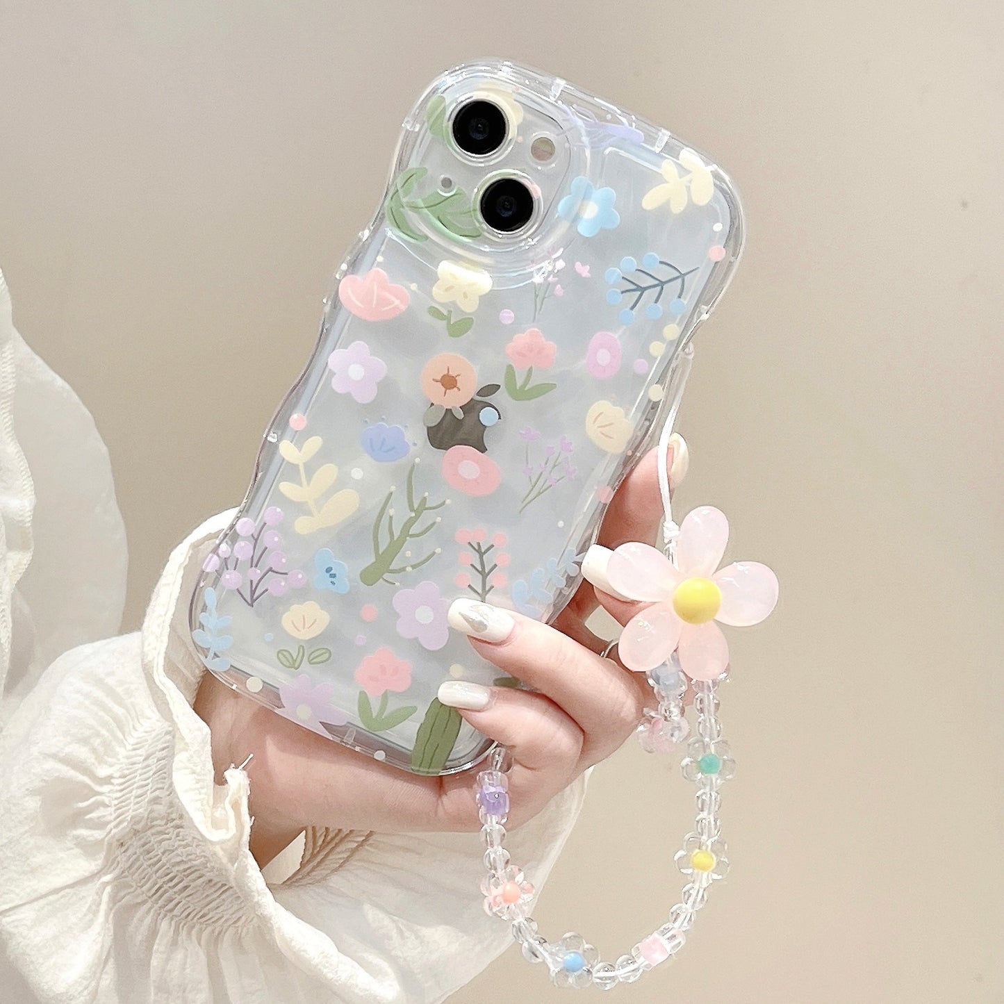 Cute Bracelet Flowers Pink TPU Armor Case for Iphone16 14 15 13 12 11 Pro Max X XR Lens All-inclusive Shockproof Protection