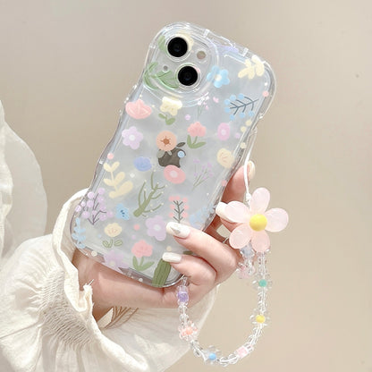 Cute Bracelet Flowers Pink TPU Armor Case for Iphone16 14 15 13 12 11 Pro Max X XR Lens All-inclusive Shockproof Protection