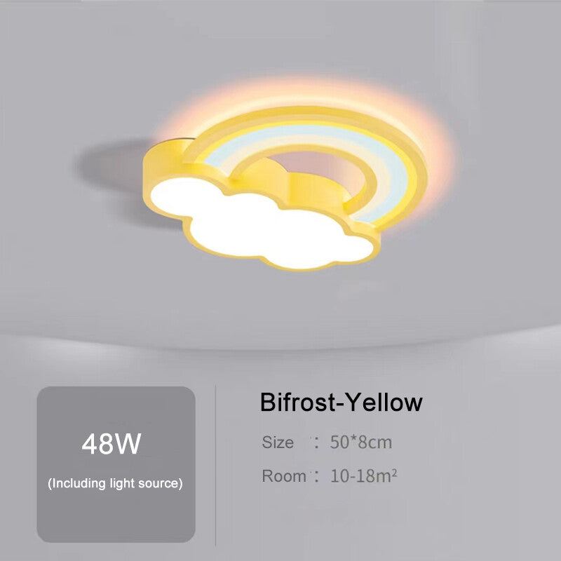 Children's Room Ceiling Lamp Cartoon Rainbow Clouds Simple And Warm Boys And Girls Bedroom Princess Room Light Fixtures