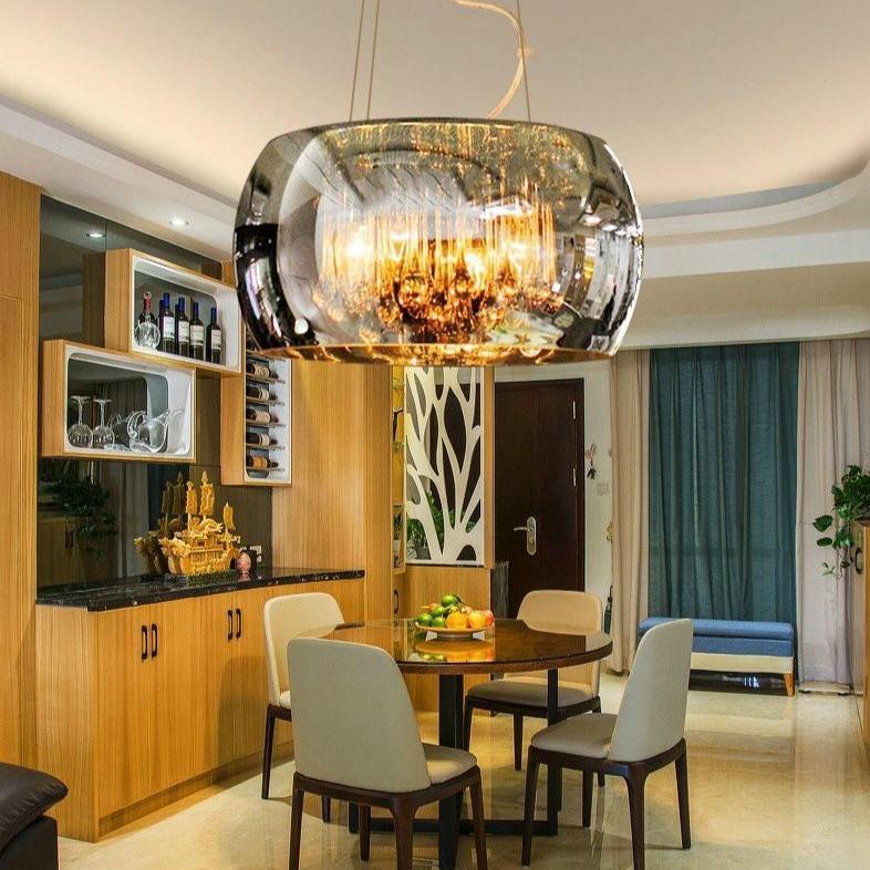 Modern Simple LED Living Room Dining Room Bedroom Lamp Villa Hotel Light Luxury Glass Cover Crystal Chandelier