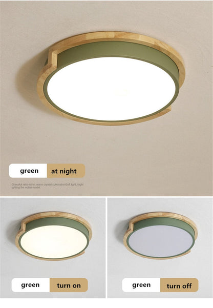 Modern Simple Ceiling Light LED Circular Lamp Iron Wood Nodic Bedroom Living Dining Room Decoration Light Fixture