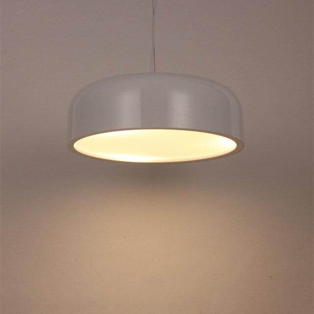 Modern Dia35/48/60cm White/Black Lampshade Metal Pendant Lamp Round Simple Iron Loft Pendant Light With E27 Blub