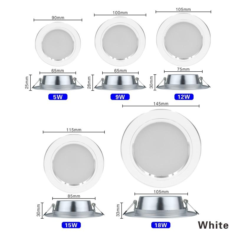 Led Downlights  Led Ceiling Light 5W 9W 12W Recessed Down light Round Led Panel Light 15W 18W LED Spot light Indoor Lighting