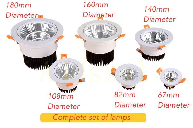 Led Downlight Dimmable lamp 3w 5w 7W 12w 15w 20w  30w 40w cob led spot ceiling recessed downlights round panel light