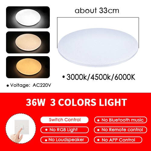 LED Music Ceiling Light RGB Bluetooth Speaker Lamp Home Party Bedroom 36W 40W  Remote Dimmable APP Smart Colorful Lighting